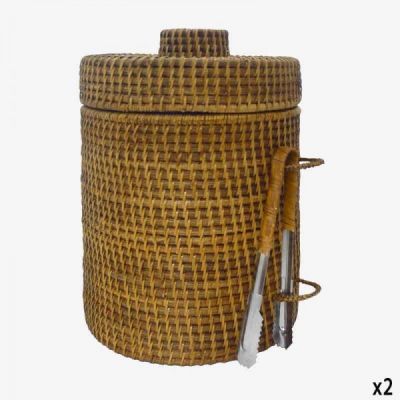 RATTAN ICE CUBE BUCKET WITH CLIPS / EXTRA LARGE
