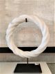 WHITE MARBLE TWISTED RING ON IRON STAND   